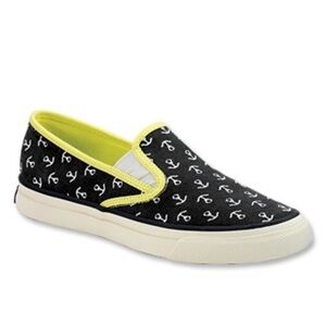 Sperry Topsiders Navy/ Yellow Sea Coast Anchor canvas sneakers women’s s…